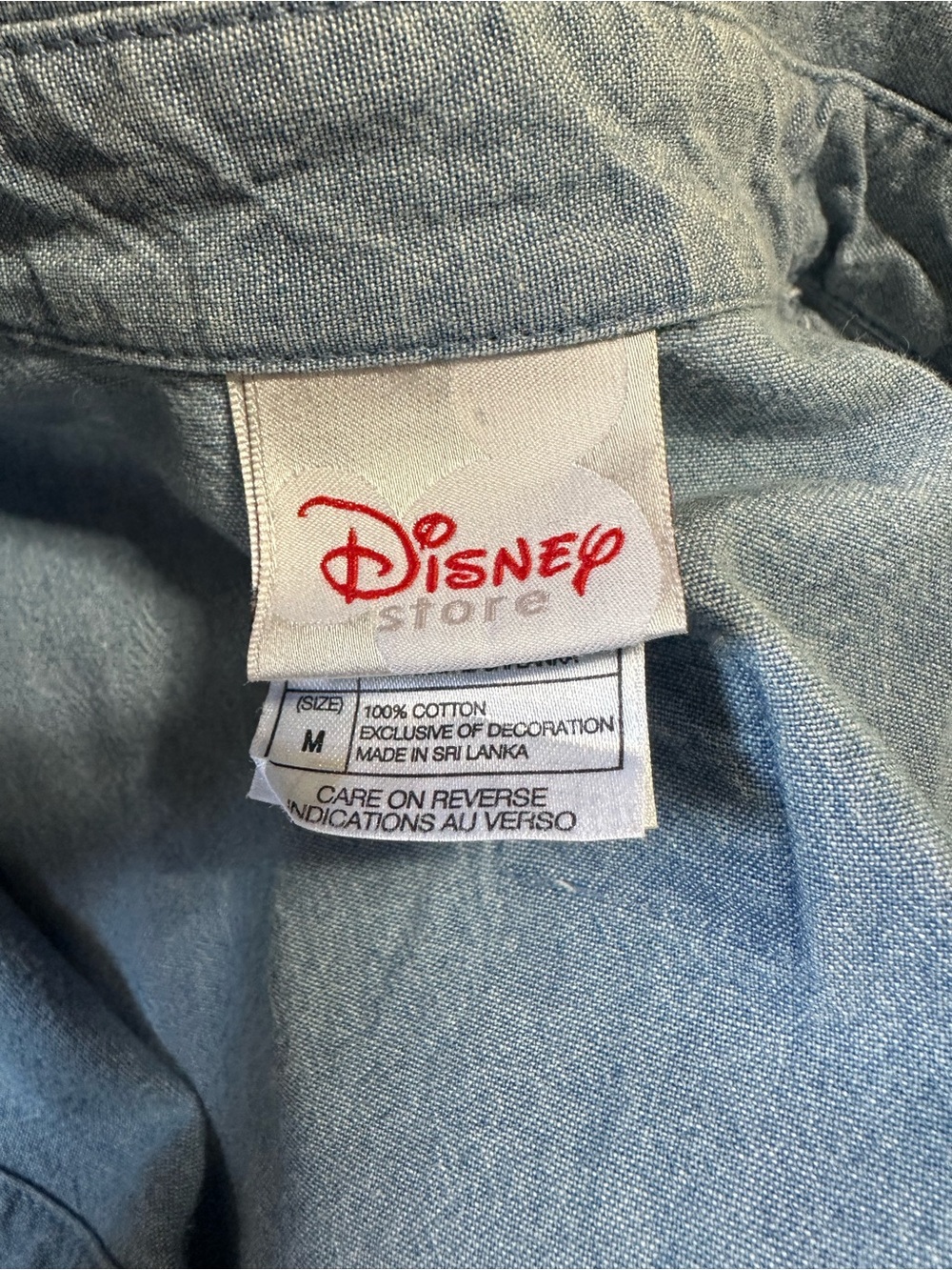 Y2K Disney Store Mickey & Minnie Embroidered Denim Midi Dress Size Medium - Picture 7 of 9